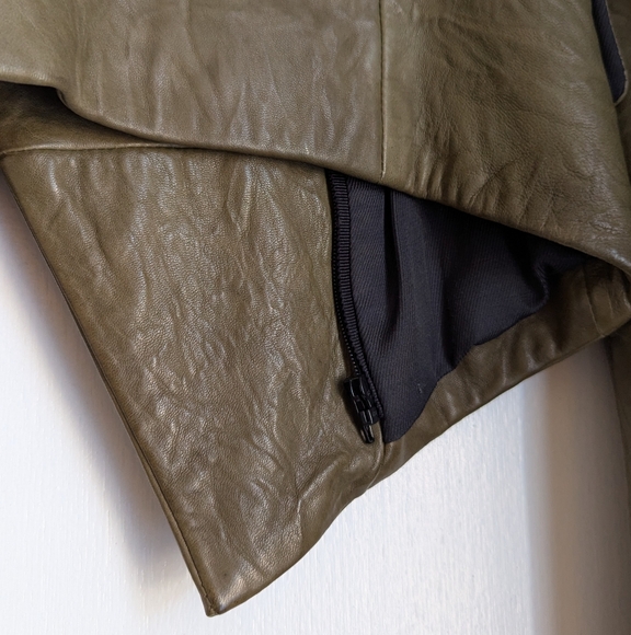 Veronica Beard Olive Leather Dickey Cooke Jacket/Blazer - Picture 11 of 11